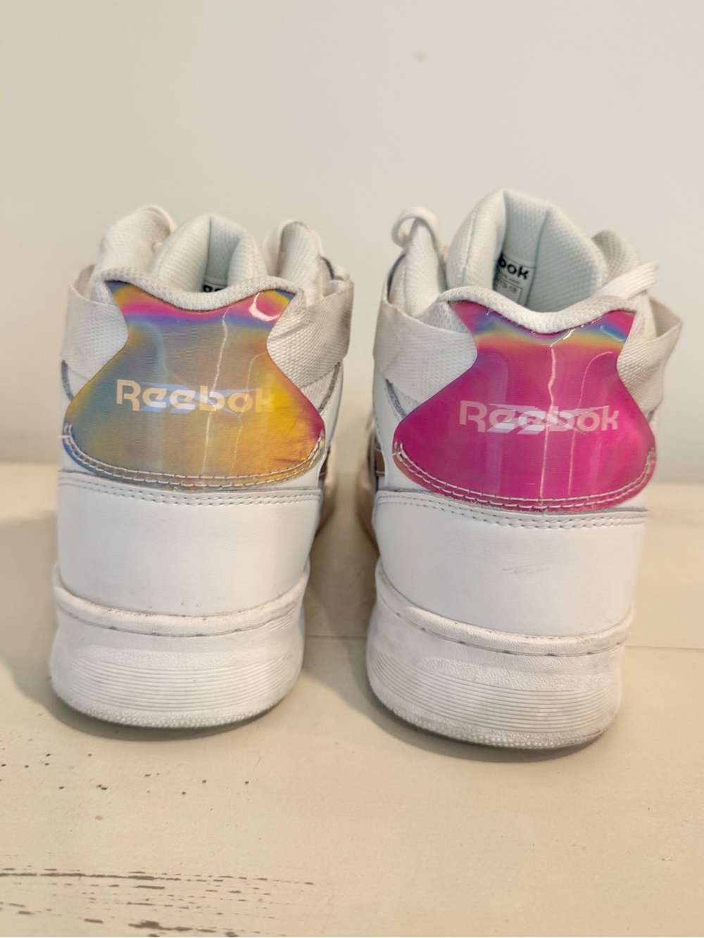 Reebok Work White Holographic High Top Leather Sneakers Safety Toe Size 9W - Picture 4 of 15